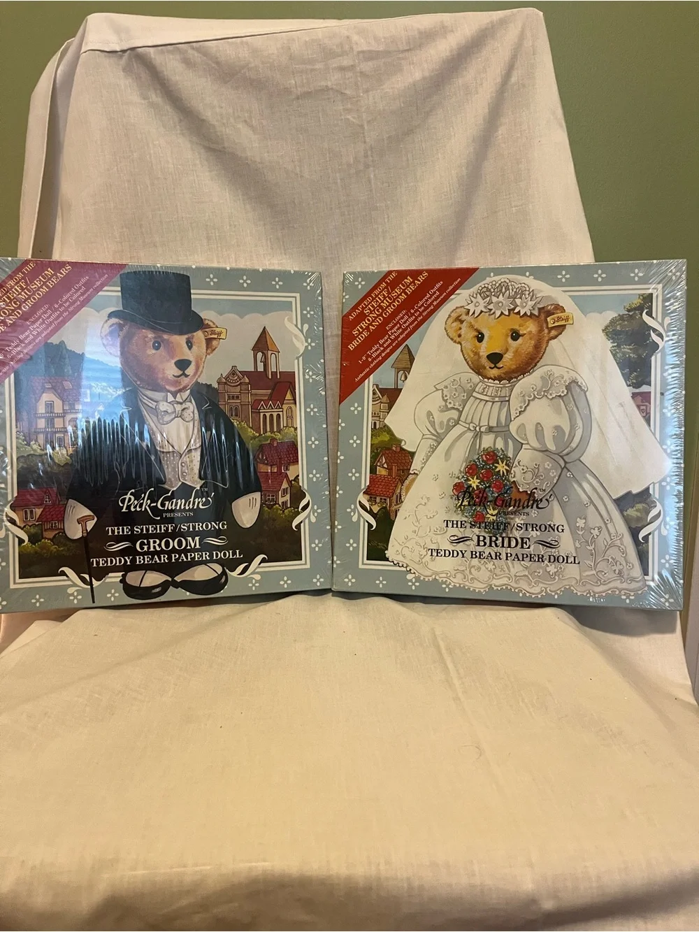 Bride & Groom Steiff Teddy Bear Paper Doll Set